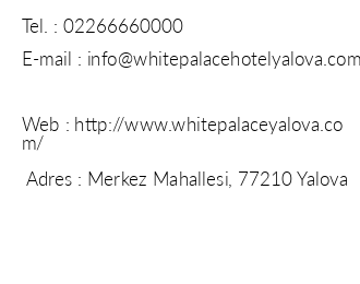 White Palace Hotel Yalova Spa iletiim bilgileri